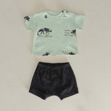 Play Up Baby Printed Tee & Slouch Shorts Set ~ Iguanas/Carbon