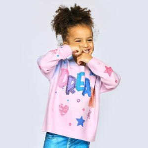 Baby Sara Dream Print Sweater w/ Rhinestones ~ Pink Multi