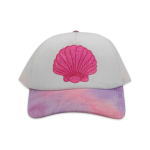 Bari Lynn Trucker Hat ~ Seashell/Pink & Purple Shimmer