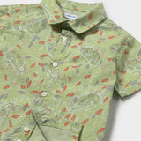 Mayoral Baby Boy Chameleon Print s/s Woven Shirt ~ Matcha