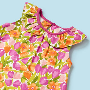 Mayoral Baby Girl Printed Dress w/ Bloomer ~ Magenta Floral