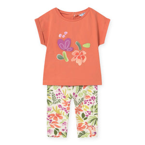 Mayoral Baby Girl s/s Tee & Printed Leggings Set ~ Carrot Floral