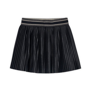 Mayoral Girls Pleated Faux Leather Skirt ~ Black