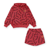 Rock Your Kid Zig Zag Hoodie & Shorts Set ~ Red Washed