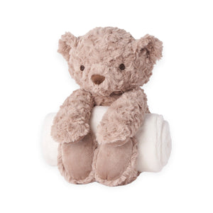 Elegant Baby Bedtime Huggie Blanket w/ Plush Toy ~ Bear