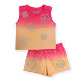 MIA New York Ombre Sleeveless Sweatshirt & Shorts Set ~ Peace/Coral