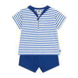 Petit Bateau Baby Striped Sailor Tee & Shorts Set ~ Cream/Blue