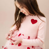 Petite Hailey l/s Heart Tutu Dress ~ Pink