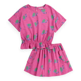 Bobo Choses Funny Snail Woven Blouse & Skirt Set ~ Fuchsia