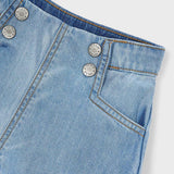 Mayoral Girls Sleeveless Denim Top & Sailor Shorts Set ~ Light Wash