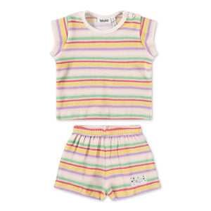 Molo Baby Elisabeth s/s Terry Top & Signe Shorts Set ~ Pastels Stripe