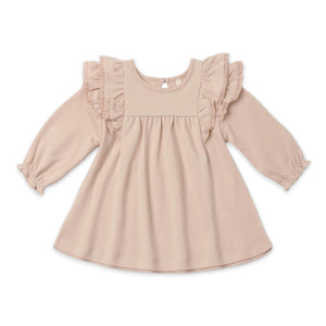 Quincy Mae l/s Flutter Dress ~ Dusty Rose