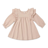 Quincy Mae l/s Flutter Dress ~ Dusty Rose