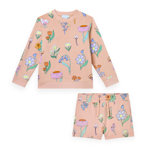 Stella McCartney Girls Fairy Floral Sweatshirt & Shorts Set ~ Peach