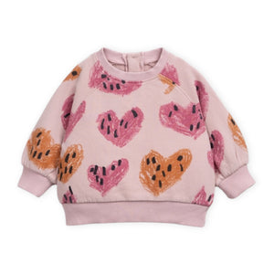 Play Up Baby Hearts Print Fleece Sweatshirt & Sweatpants Set ~ Rose