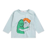 Bobo Choses Baby Hug Hairy Monster l/s T-shirt & Booo Bo Choses Denim Pants Set ~ Light Blue/Red