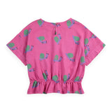 Bobo Choses Funny Snail Woven Blouse & Skirt Set ~ Fuchsia