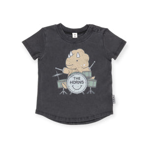 Huxbaby Dino Drums T-Shirt ~ Washed Black