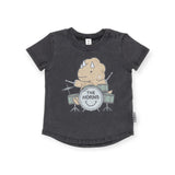 Huxbaby Dino Drums T-Shirt ~ Washed Black
