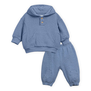 Play Up Baby Jersey Knit Pullover Hoodie & Sweatpants Set ~ Watercolor Blue