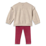 Mayoral Baby Girl Raspberries Sweatshirt & Velvet Leggings Set ~ Soy/Raspberry