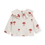 Play Up Baby Mushroom Print Ruffle Collar Top & Corduroy Dress Set ~ Natural/Brick