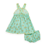 Stella McCartney Baby Starfish Strappy Scalloped Dress w/ Bloomer ~ Green