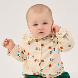 Bobo Choses Baby Blossom Print Woven Blouse & Corduroy Pants Set ~ Off-White/Dark Green