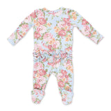 Angel Dear 2 Way Zipper Ruffle Back Footie ~ Angeline Floral
