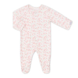 Coccoli Modal Zipper Footie ~ Pink Floral on Cream