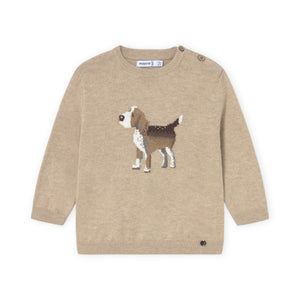 Mayoral Baby Boy Knit Dog Sweater ~ Bright Beige