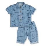 Bobo Choses Baby Pickles The Dog Denim Shirt & Pants Set ~ Prussian Blue