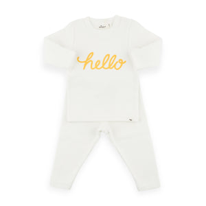 Oh Baby! "Hello" Yarn 2pc Set ~ Cream/Golden