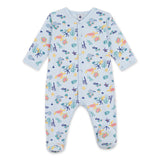 Petit Bateau Front Snap Sea World Print Footie ~ Blue Multi