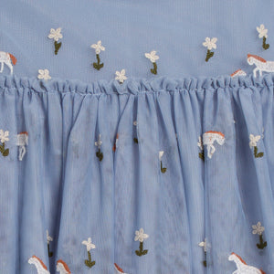 Stella McCartney Girls s/s Tulle Dress w/ Horses Embroidery ~ Blue