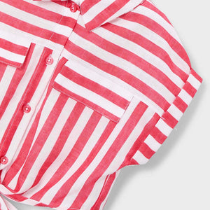 Mayoral Girls Striped Blouse w/ Tank Top 7-12 ~ Persimmon