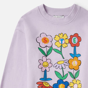 Stella McCartney Girls Stella Flower Letters Sweatshirt ~ Purple