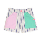 Billieblush Striped Collared s/s Shirt & Contrast Pocket Shorts Set ~ White/Blue