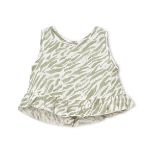 Play Up Baby Zebra Print Sleeveless Woven Top & Pants Set ~ Sage