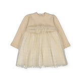 Mayoral Baby Girl Bi-material Tulle Dress ~ Beige