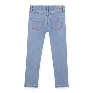 Billieblush Girls Slim Fit Denim Pants w/ Iridescent Dots ~ Stone Wash