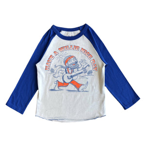 Rowdy Sprout Baby Willie Nelson Have a Nice Day l/s Raglan Tee ~ Vintage White/Blue