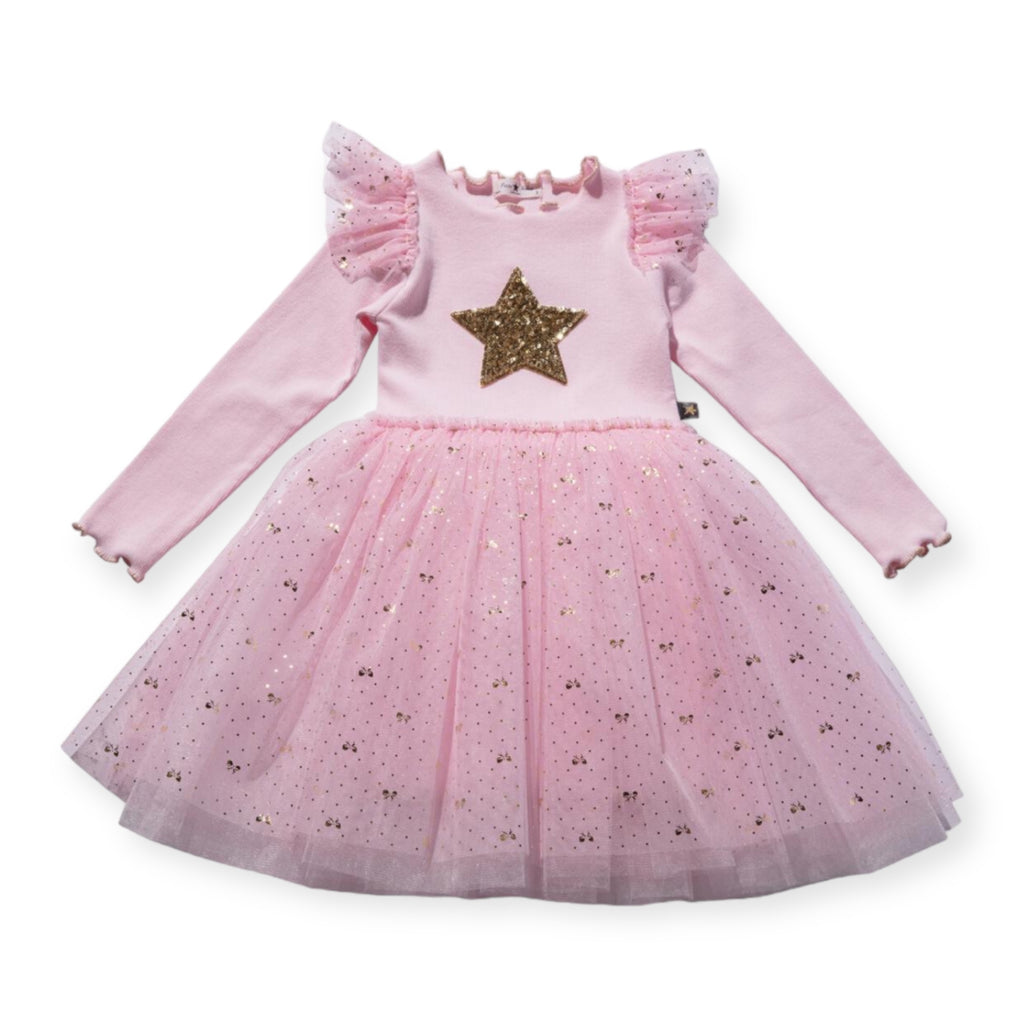 Petite Hailey l/s Frill Tutu Dress ~ Pink