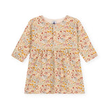 Petit Bateau l/s Floral Dress ~ Pink/Yellow Multi