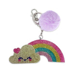 Bari Lynn Crystalized Keychain w/ Fur Puff ~ Cloud & Rainbow