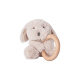 Elegant Baby Wooden Ring Plush Rattle ~ Puppy