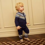 Molo Baby Bay Fair Isle Knit Cardigan & Signy Knit Pants Set ~ Blues