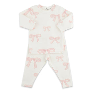 Oh Baby! Bows Print 2pc Set ~ Oyster