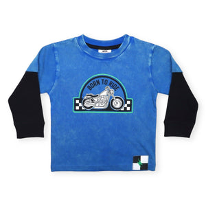 Mish Born to Ride 2fer l/s Tee ~ Cobalt/Black