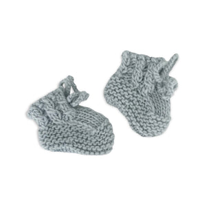 The Blueberry Hill Classic Knit Baby Booties ~ Bowie Grey